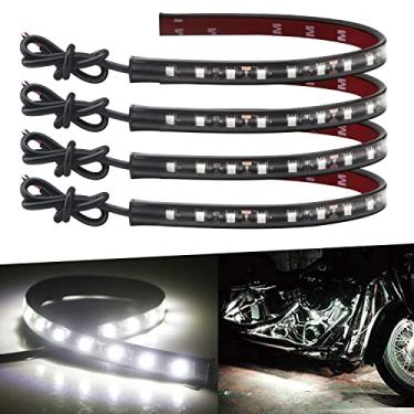 Imagem de Keiurot Tira de luz LED 12V 32 cm Tiras de luz LED à prova d'água para carros, motocicletas, carrinho de golfe, interior e exterior, barco marinho, tira de LED branca 12 V 5050 18SMD, pacote com 4