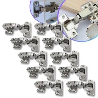 Imagem de 10x Dobradiça Baixa 35mm Reta Porta de Armário Cozinha Guarda Roupa Móveis de Madeira Caneco de 32mm Dobradisa Dobradica 35mm