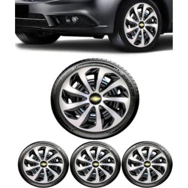 Imagem de Jogo 4 Calotas Esportivas Velox Preto/Prata aro 15 Onix Prisma Spin Agile Cobalt Sonic Montana Meriva Zafira Corsa Hatch Sedan Classic Joy Premium