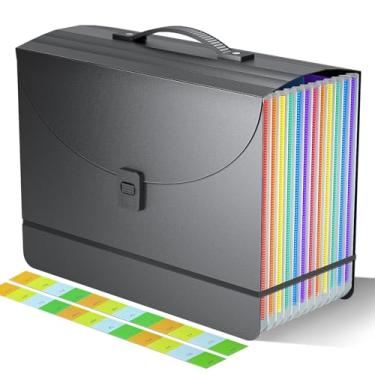 Imagem de Pasta de arquivos expansível/organizador de arquivos sanfonado/caixa de arquivos portátil com 13 bolsos, pastas de arquivo Fun storage com alça, perfeitas para ficar em pé e carregar, tamanho