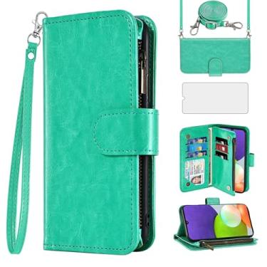 Imagem de Asuwish Capa de celular para Samsung Galaxy A53 5G carteira com protetor de tela alça transversal flip zíper suporte para cartão de crédito TPU slot suporte A 53 G5 53A SM A536U 6,5 polegadas 2022