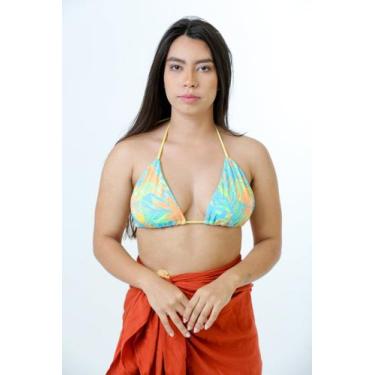 Imagem de Cortininha Estampado Folhagem Colors Alça Amarela - Mariazinha da Prai