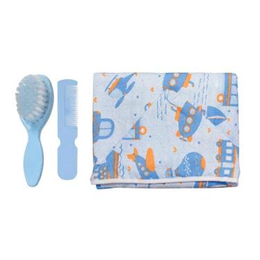 Imagem de Kit Cuidados Do Bebê 3 Pçs Toalha Capuz E Kit Pente Escova  - Koala Ba