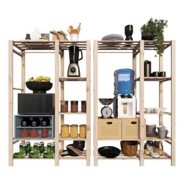 Imagem de Estantes Madeira Pinus P/ Lavanderia Design Rustico - Technox