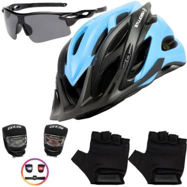 Imagem de Capacete Ciclismo Bike Mtb + Pisca + Óculos + Par De Luvas - Tsw / Abs