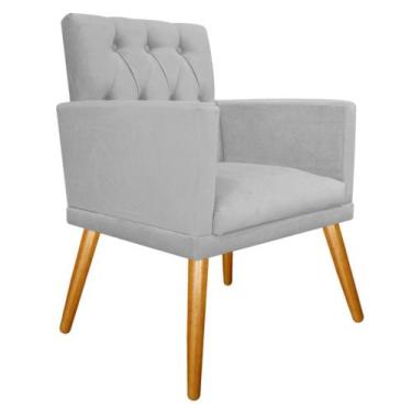 Imagem de Poltrona Decorativa Nanda Pés Palito Mel Sala de Espera Recepção Suede