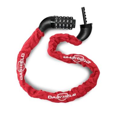 Imagem de DaShield Cadeado de corrente de bicicleta, combinação reinicializável de 5 dígitos, corrente de bloqueio anti-roubo resistente de 98 cm para bicicleta, motocicleta, scooter, portão, cerca (vermelho, 1