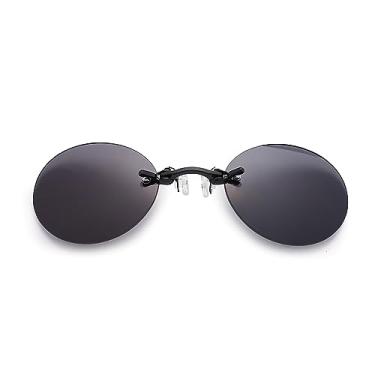 Imagem de GRHOSE Clip Nose Óculos de sol masculinos redondos Matrix Morpheus Vintage Sun Style, Preto, One Size