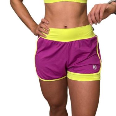 Imagem de Short Duplo Fitness Academia Feminino Beach Tennis LaBrun, M, Fúcsia