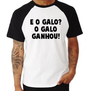 Imagem de Camiseta Raglan E o galo O galo ganhou! - Foca na Moda, Branco, Preto,