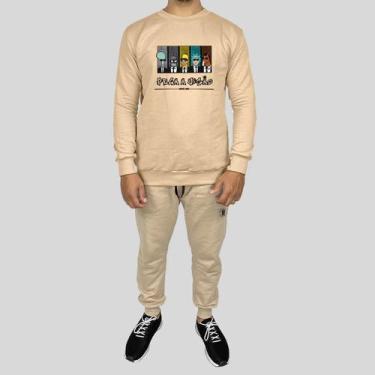 Imagem de Conjunto Calça e Blusa Moletom Careca Sem Capuz Algodão Estampado Loko