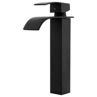 Imagem de Torneira Cascata Alta com Misturador Monocomando Preta de Bancada Belc