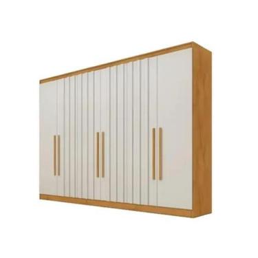 Imagem de Guardaroupa Solteiro Oxford 6 Portas 4 Gavetas Ripado 100 Mdf Peroba o
