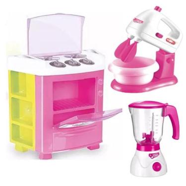 Imagem de Liquidificador Infantil Mania de Casa + Batedeira Big Fogão - DM Toys