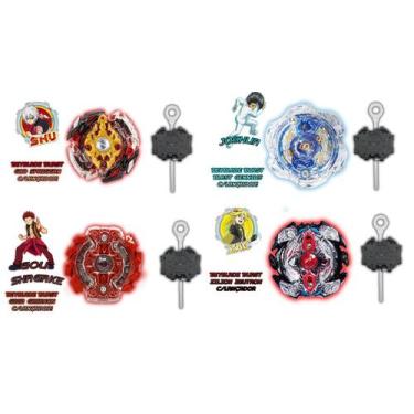Imagem de Kit 4 Beyblade Burst + 4 Lançadores Beyblade Burst Promo - Tornado Gyr