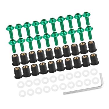 Imagem de REPAIROCK 20 peças M5 5 mm Parafusos de Para-brisas de Motocicleta Carenagem Parafusos de Para-brisas Parafuso Porcas de Montagem de Para-brisas Instalação Verde Auto Peças de Reposição