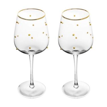 Imagem de Conjunto 2 Taças Para Vinho Balls Fio De Ouro 350ml - Wolff - Rojemac