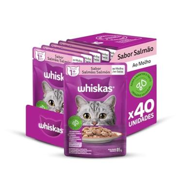 Imagem de Pack Ração Úmida Whiskas Sachê Salmão ao Molho para Gatos Adultos 85 g - 40 unidades