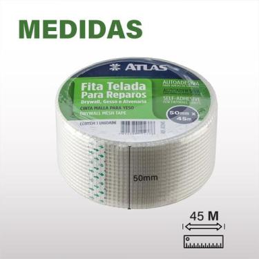 Imagem de Kits Fita Telada Para Reparar Drywall, Gesso, Alvenaria 50mm x 45m e 1