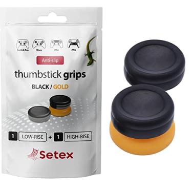 Imagem de Setex Gecko Grip, 1 Capa Para Joystick Alto + Baixo, Playstation Ps5, Ps4, Xbox One, Steam Deck, Capas Antiderrapantes Microestruturadas Joysticks Analógicos, Pretas E Douradas, Apenas