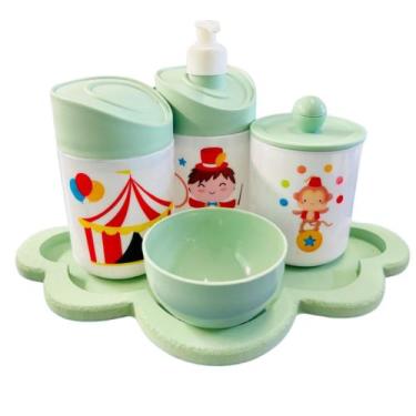 Imagem de Kit Higiene Baby Circo Menino c/bandeja em MDF - Dóia Kids, Nuvem Verd