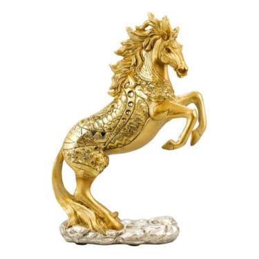 Imagem de Enfeite Decorativo Rack Cavalo Dourado Realista Resina 28cm - Taimes
