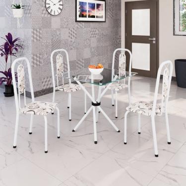 Imagem de Conjunto Sala de Jantar com 4 Cadeiras Lívia Arabesco/ Branco