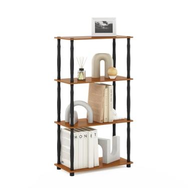Imagem de Furinno Turn-N-Tube 4-Tier Multipurpose Shelf Display Rack with Classic Tubes, Light Cherry/Black