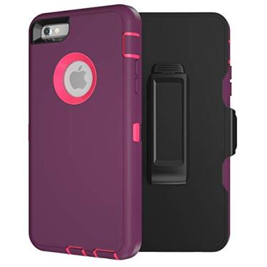 Imagem de Capa para iPhone 6S, capa de poliuretano termoplástico macia, poliuretano termoplástico de luxo com painel traseiro transparente para homens e mulheres, capa ultrafina para Apple iPhone 6, iPhone 6S - HD Clear, Plum Hot Pink