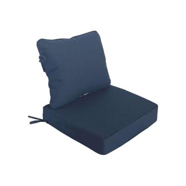 Imagem de COZYVIDA Conjunto de almofadas externas de 48 cm x 48 cm, impermeável, resistente ao desbotamento, com capa removível, almofada de assento e encosto com alças e laços para cadeiras, sofá, estofamento,