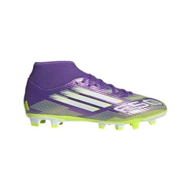 Imagem de adidas Tênis unissex adulto F50 Club Firme/Multi Ground Cleats, Roxo/branco/limão lúcido, 11 Women/10 Men