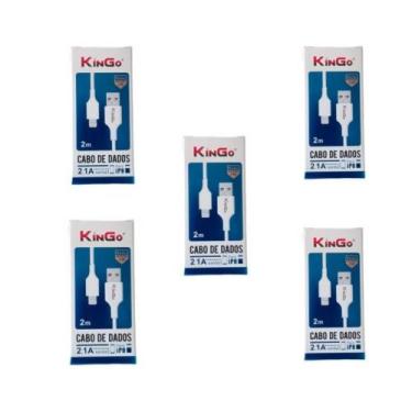 Imagem de Kit 5 Cabos De Dados Lightning Kingo 2M 2.1A Para Iphone 12 - Yellow C