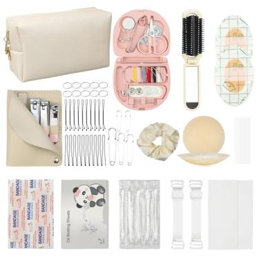 Imagem de Kit de emergência para o dia do casamento, 30 itens essenciais de casamento, kit de emergência para meninas, conjunto de sobrevivência portátil com bolsa de maquiagem, itens essenciais para viagem