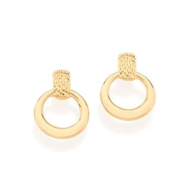 Imagem de Brinco Rommanel Folheado Ouro 18k Círculo Vazado Liso 524677