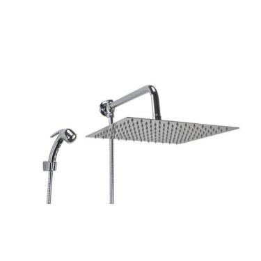 Imagem de Ducha Chuveiro Inox 304 30x30 cm c/ Chuveirinho ABS c/ Trava - AMG Met