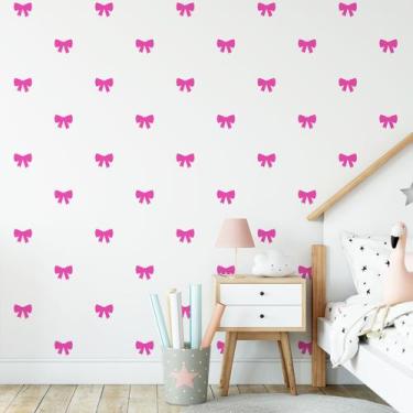 Imagem de Adesivo de Parede de Laços Rosa Pink 60un 7x6cm Cobre 4m² - Quartinhos