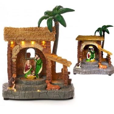 Imagem de Presepio Natal Sagrada Familia Giratorio Natalino Som Led Decoraçao Me