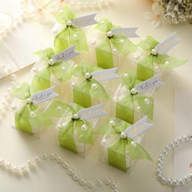 Imagem de Nuanchu 30 conjuntos de mini velas verdes de bolhas, lembrancinhas de casamento para convidados a granel 4 cm pequenas pérolas decorativas bolhas, lembrancinhas de chá de panela com cartões de