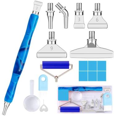 Imagem de Sttargxing Kit de canetas de pintura de diamante, 13 peças de pontas de aço inoxidável com 6 argilas, pontas para vários colocadores, acessórios de pintura de diamante 5D, substituição para artesanato