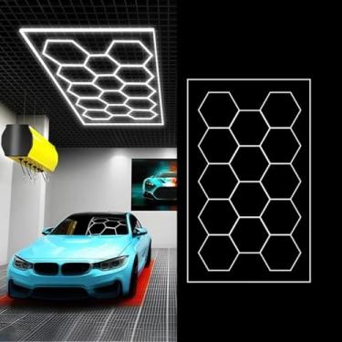 Imagem de Luz de colmeia LED academia barbearia estação de trabalho emenda hexagonal à prova d'água luz de lavagem de carro (6500K220V 672W)