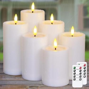Imagem de Yeelida 6 velas à prova d'água sem chamas para ambientes externos com controle remoto prático, temporizador de ciclo, vela operada por bateria, efeito de graxa, pilar cintilante, plástico de longa