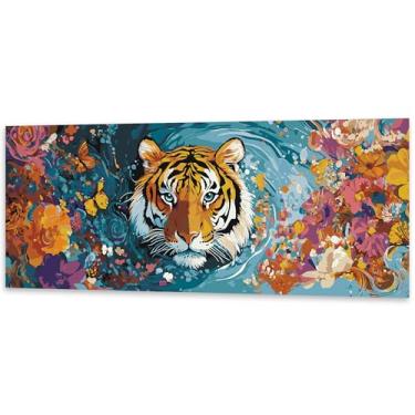Imagem de Yomiie Kit grande de pintura por números para adultos - Pintura a óleo acrílica DIY tigre em tela, pintura gigante animal fácil por números para iniciantes, artesanato para decoração de parede de casa