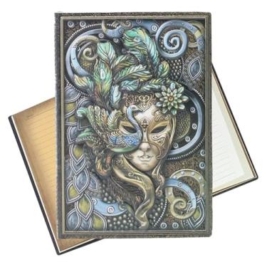 Imagem de KISWIAR A5 Caderno de couro em relevo, caderno de redação vintage, misterioso, de couro, capa dura, caderno de redação, livro decorativo, retrô, capa dura, diário, para mulheres, presente