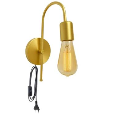 Imagem de Luminária Arandela de Parede Luma Com Interruptor Abajur Retrô Moderno 127v/220v (DOURADO - C/INTERRUPTOR)