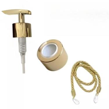 Imagem de Kit Válvula Saboneteira Luxo com Tampa Difusor - Vedação Total - 2 Cordões Cristal - Rosca 28/410(Dourado)