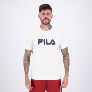 Imagem de Camiseta Fila Regular Letter Premium IV Off White e Preta, EG