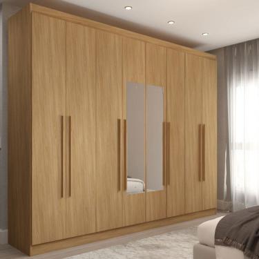 Imagem de Guarda-Roupa Ele e Ela 8 Portas 4 Gavetas com Espelho Cinamomo - Panorama Móveis