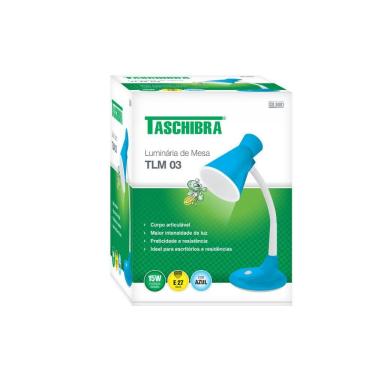 Imagem de Luminária De Mesa Taschibra Tlm 03 Articulável E27 Bivolt Azul