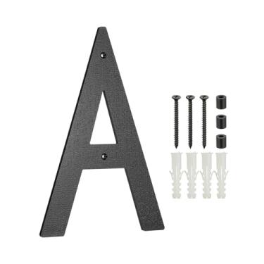 Imagem de PATIKIL Números de casa de 30,5 cm para fora, letra A, textura de plástico ABS, número de casa flutuante, caixa de correio, números de porta com kit de unhas para rua residencial externa, preto