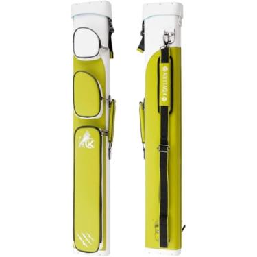 Imagem de KONLLEN Estojo de bilhar 6 furos rígidos feito à mão 2 pontas 4 acessórios de saco 6 cores (verde grama)